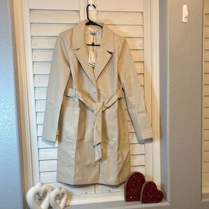 Rumored Matrix Classic Tan Trench Coat- Vegan Leather